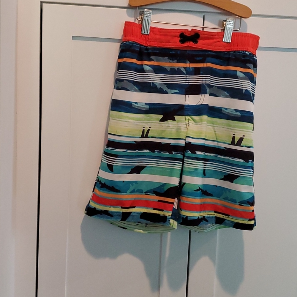 Boys Shark Swim Trunks Size 8